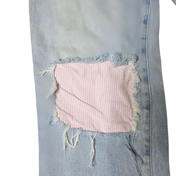 Pacsun Relaxed Fit Patchwork Faded Denim Jeans Womens Size 5 Blue - Picture 4 of 8